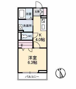 ウォルナット東朝日町（201） 間取り図画像