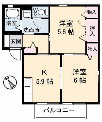 レイクサイド玉湯　A棟（102） 間取り図画像