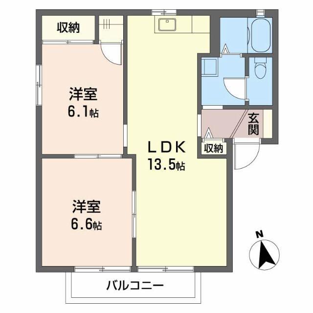 シャルマンらくざん　Ⅱ棟（203） 間取り図画像