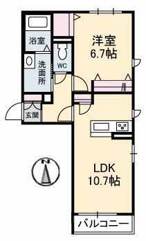 フェリスタージュ西津田（201） 間取り図画像
