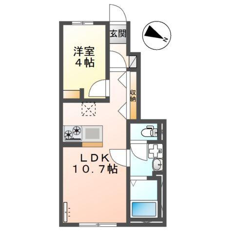 (仮)リバーテラス渡橋町１LDK／１LDK 間取り図画像