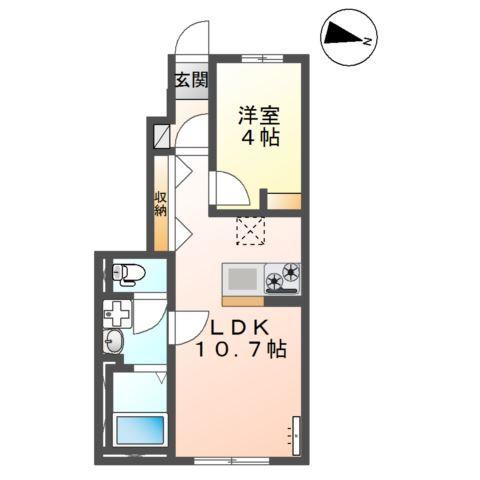(仮)リバーテラス渡橋町１LDK／１LDK 間取り図画像