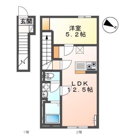 (仮)リバーテラス渡橋町１LDK／１LDK 間取り図画像