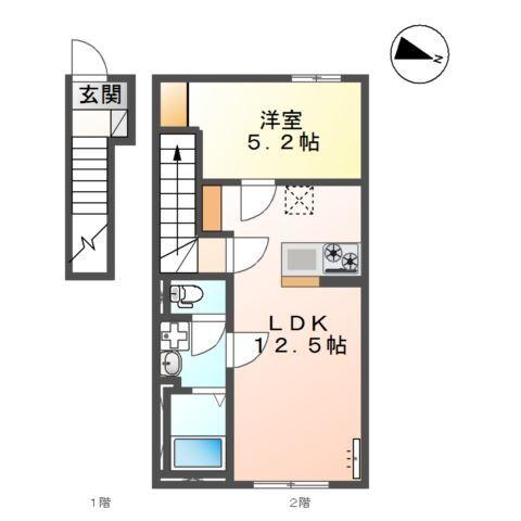 (仮)リバーテラス渡橋町１LDK／１LDK 間取り図画像