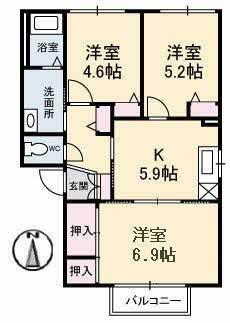 コーポ中的場　Ⅱ棟（105） 間取り図画像