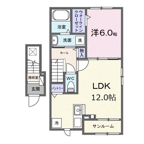 シャンテ　カノンＢ（206） 間取り図画像