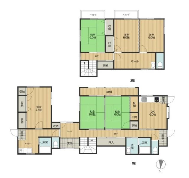 比津町6DDK　2世帯住宅 間取り図画像