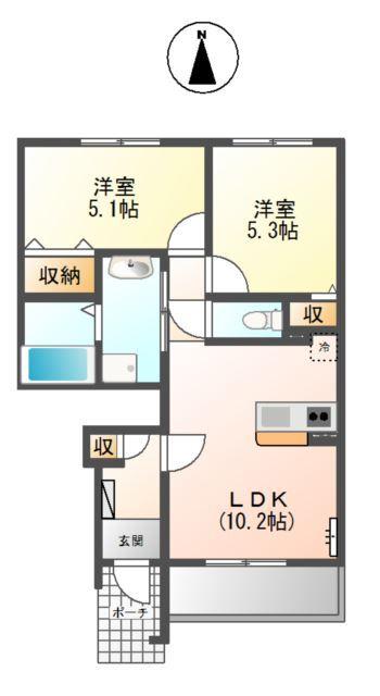 豊岡市日高町上石アパート 間取り図画像