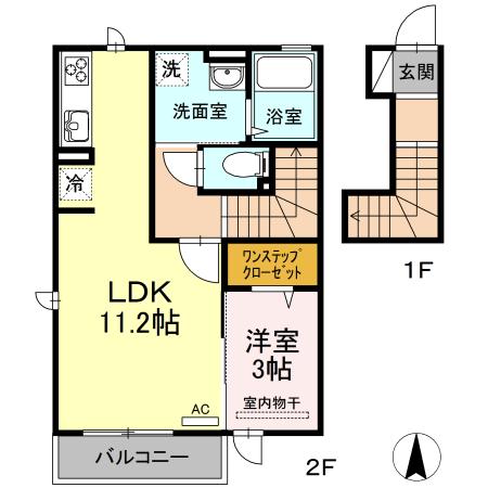 オリカン舞の里　A棟（206） 間取り図画像