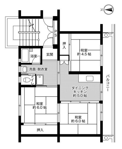 ビレッジハウス水沢西2号棟（103） 間取り図画像