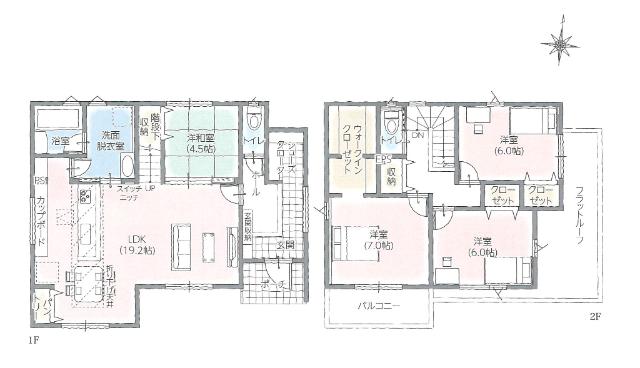 奥州市 水沢佐倉河字川原田　２号棟２階建４ＬＤＫ 間取り図画像