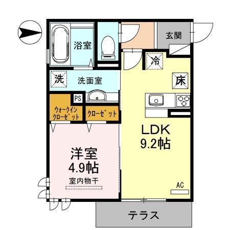ﾉｰｽ・ｸﾞﾚｰｼｱ（A棟）　ｻｳｽ・ｸﾞﾚｰｼｱ(B棟)　A（101） 間取り図画像