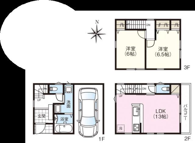 池田市豊島北２丁目　南東角地　新築戸建☆ 間取り図画像