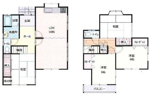 猪名川町万善　オール電化の4LDK中古住宅 間取り図画像