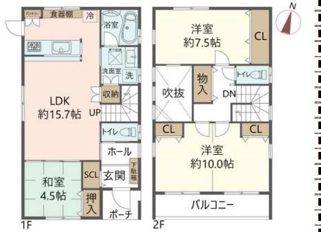 川西市東畦野中古戸建 間取り図画像