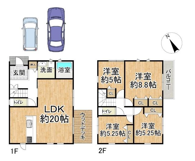 池田市畑5丁目　3区画分譲　新築戸建　2号地 間取り図画像
