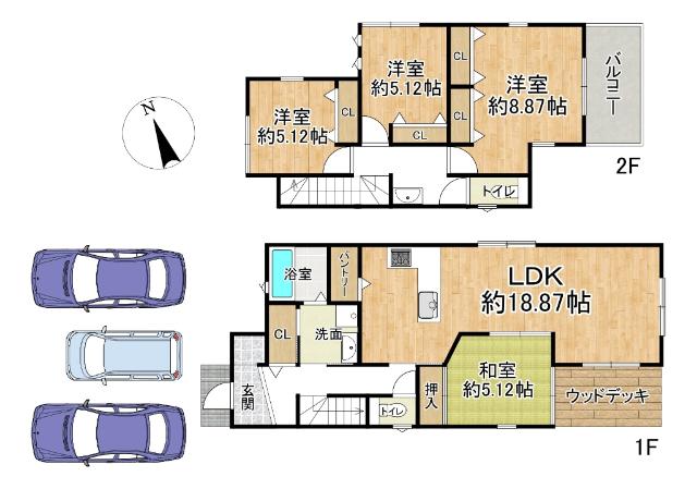 池田市畑5丁目　3区画分譲　新築戸建　3号地 間取り図画像