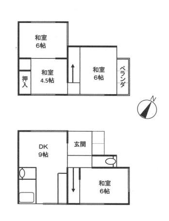 川西市錦松台中古戸建　連棟住宅物件 間取り図画像