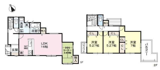池田市渋谷3丁目　駐車2台可能な新築戸建 間取り図画像