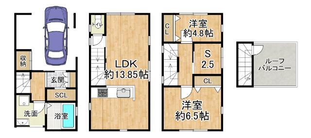 鉢塚3丁目　令和元年築　設備充実な中古戸建 間取り図画像
