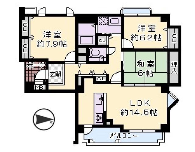 ユニヴェール花屋敷壱号館 間取り図画像