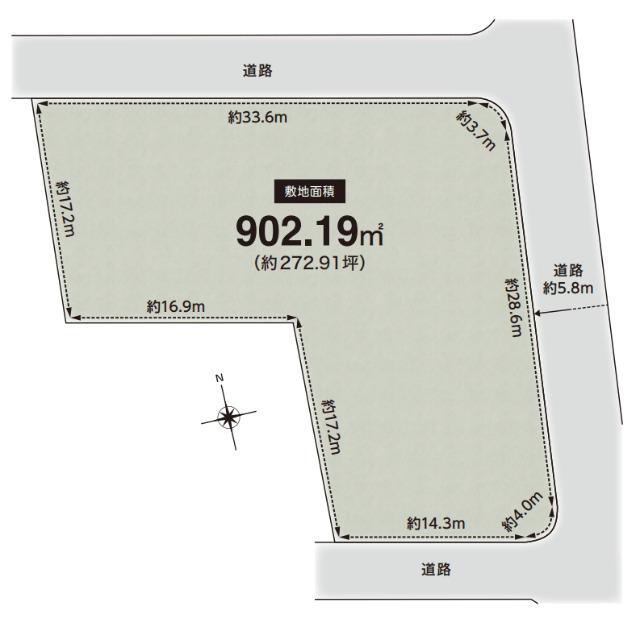 緑が丘1丁目　三方空きで陽当り良好な土地！建築条件なし！ 区画図