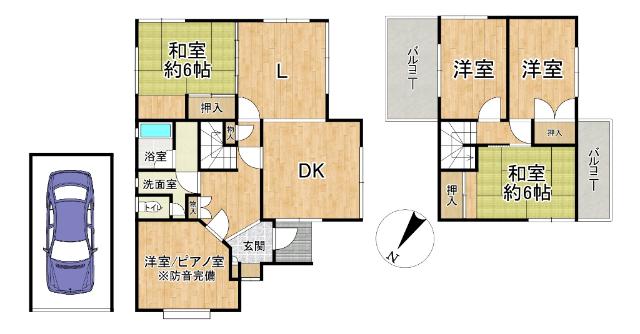 豊能町光風台6丁目　中古戸建　2026年リフォーム済！防音室完備 間取り図画像