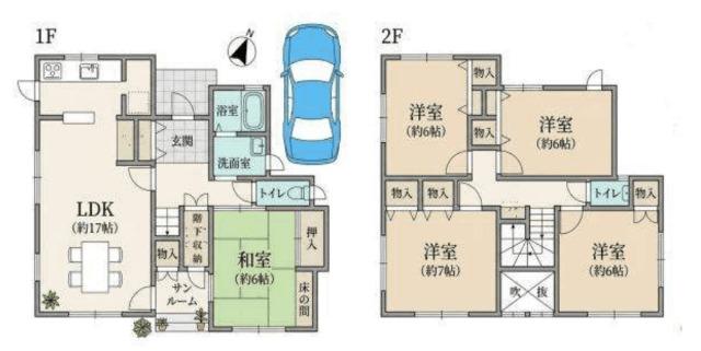 豊能町新光風台2丁目　中古戸建　土地61坪・延床42坪の大型5LDK 間取り図画像