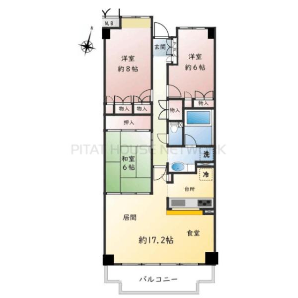 レックスパーク猪名川　南向き陽当り良好な広々89?の3LDK