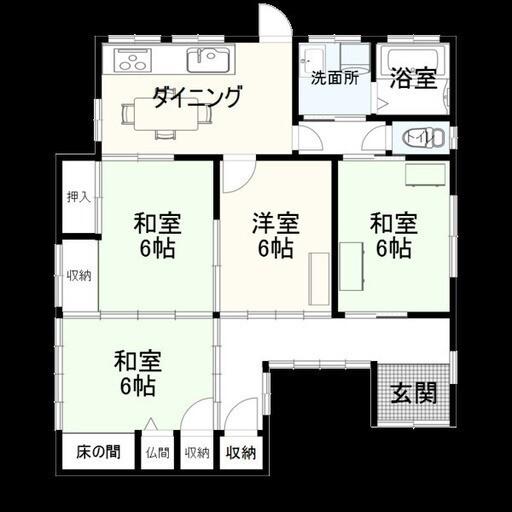 玄関前の和室を洋室にリフォーム済み。