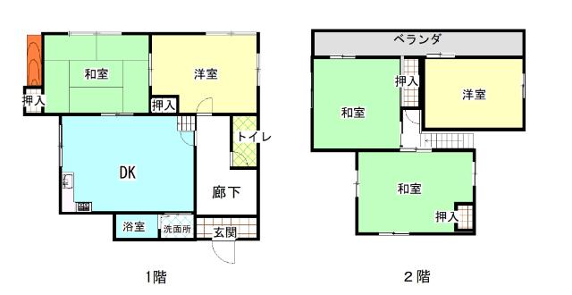 リフォーム前の図面です。2階の1つの和室は洋室へと変更します。