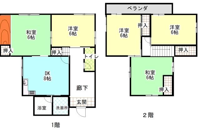 岸津中古戸建 間取り図画像