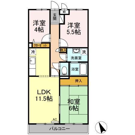 リヴェール滝山（207） 間取り図画像