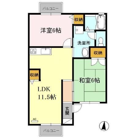グランドールミツトヨ（206） 間取り図画像