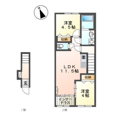 ミ・カーサ河辺Ｂ 間取り図画像