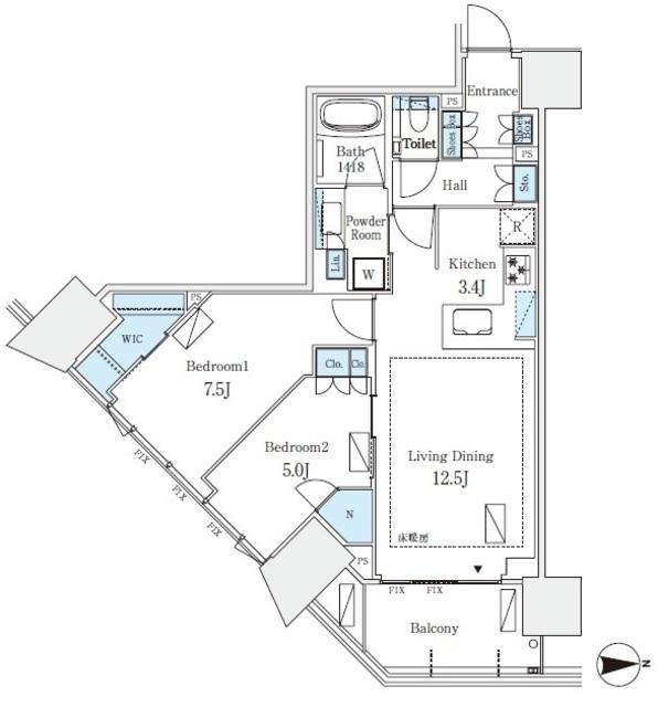 グランドシティタワー月島（1510） 間取り図画像