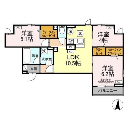 セレスティア東保木間（103） 間取り図画像