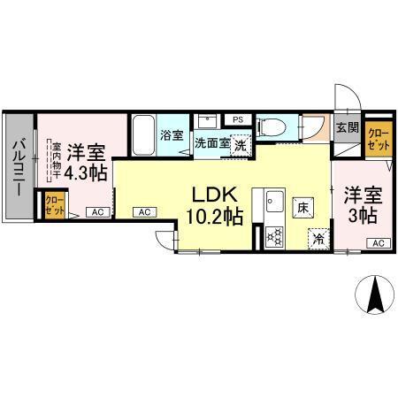 セレスティア中台 Ⅲ（102） 間取り図画像