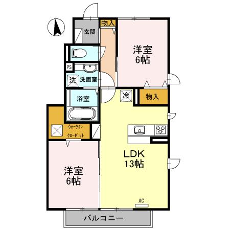 サニーサイド聖蹟　Ⅱ（Ⅱ-106） 間取り図画像