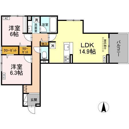 THE STATELY 子安町（201） 間取り図画像