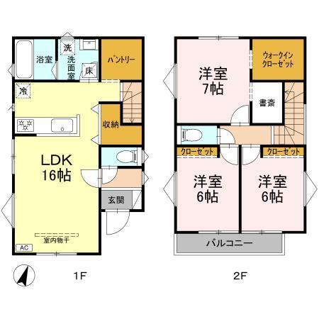 西原町5丁目貸家　B棟（1号室） 間取り図画像