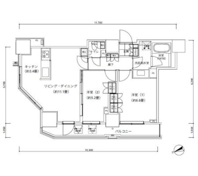 パークキューブ愛宕山タワー（1501） 間取り図画像