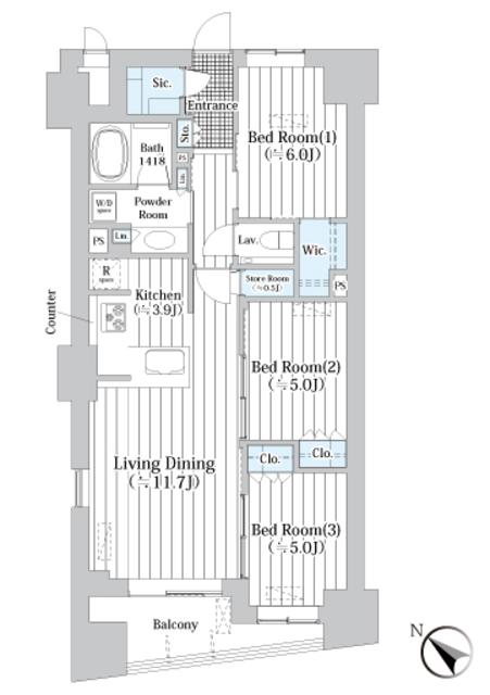ザ・グランクラッセ日本橋イースト（802） 間取り図画像