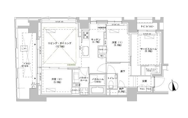 パークスフィア牛込神楽坂（1301） 間取り図画像