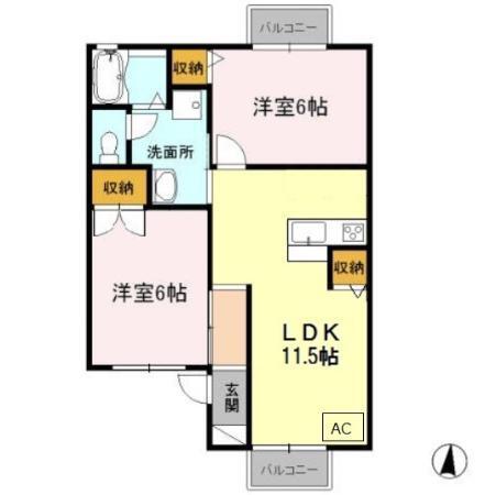 グランドールミツトヨ（202） 間取り図画像