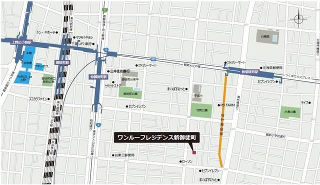 ワンルーフレジデンス新御徒町（302） 地形図・案内図