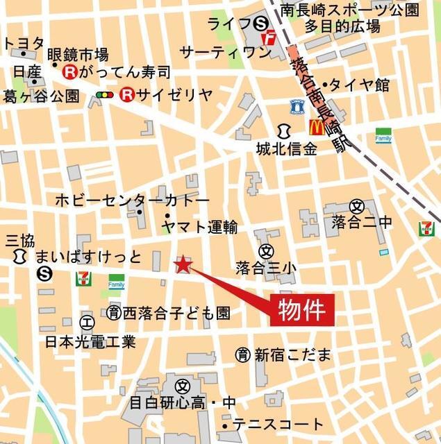 オアーゼ新宿西落合レジデンス（402） 地形図・案内図