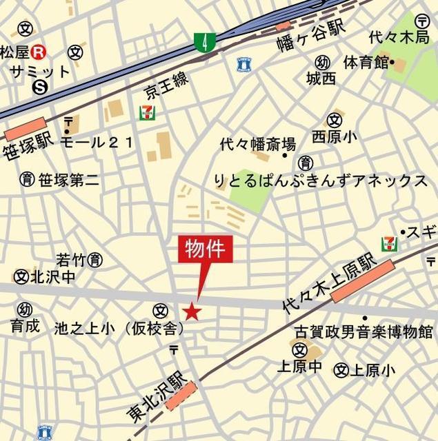 ザ・パークハウス代々木大山（501） 地形図・案内図
