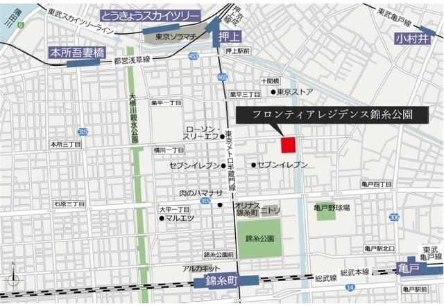 フロンティアレジデンス錦糸公園（434） 地形図・案内図