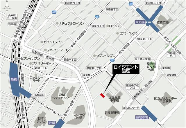 ロイジェント銀座（902） 地形図・案内図
